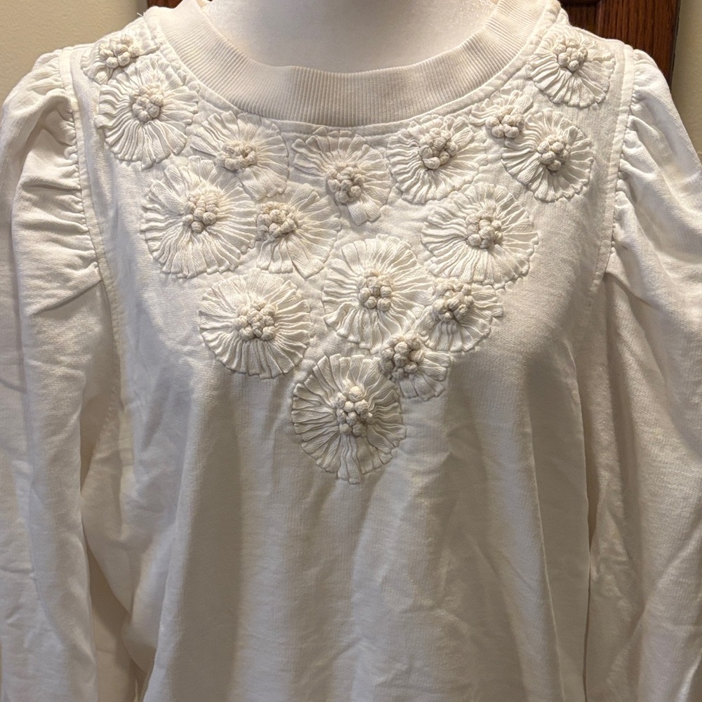 Anthropologie Ivory Knit Top (100% Cotton) - size XL